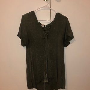 Green Lace up T shirt